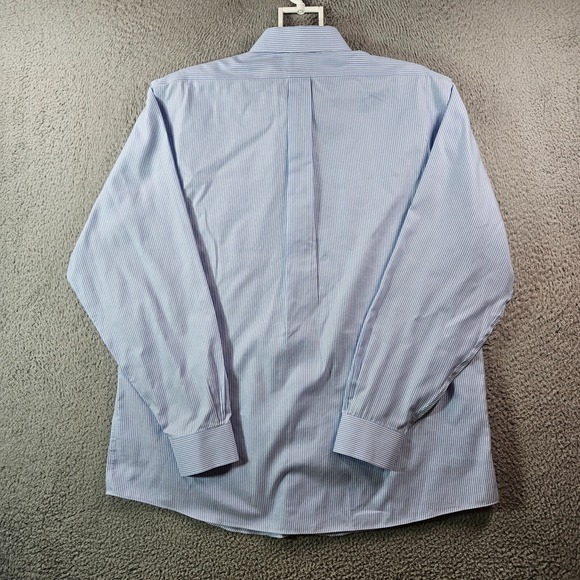 Brooks Brothers 1818 Dress Shirt Men 17.5 6/7 Button Up Long Sleeve Blue Striped - Picture 7 of 11